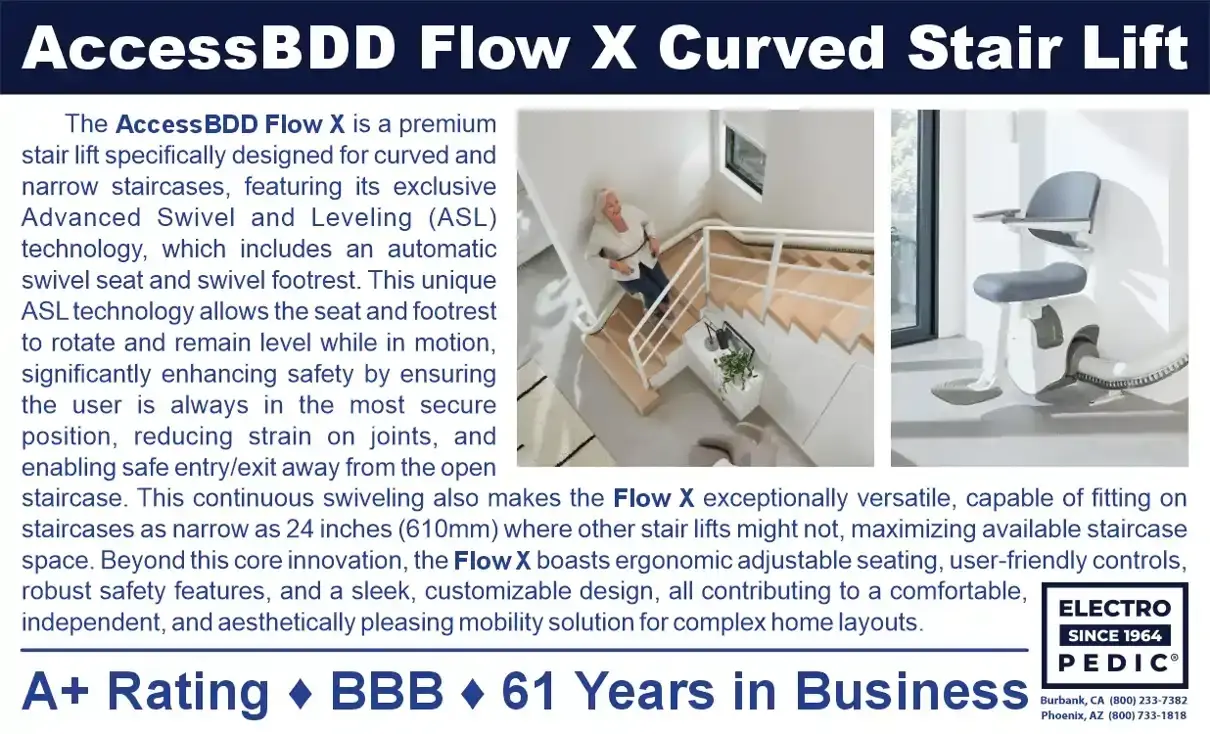 San Diego accessBDD Flow X curved stair lift chair